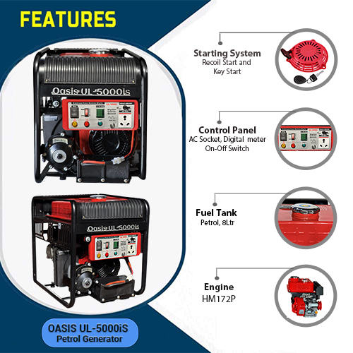 Recoil Start & Self Start ,Oasis UL-5000is,5 KVA Genset 