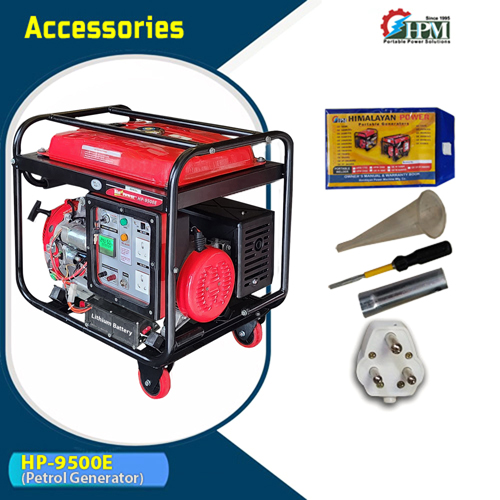 7 KVA Portable Generator, Petrol Run, Model HP-9500E, Recoil & Self Start